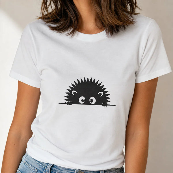 Peeking Hedgehogs T-Shirt — product demo image