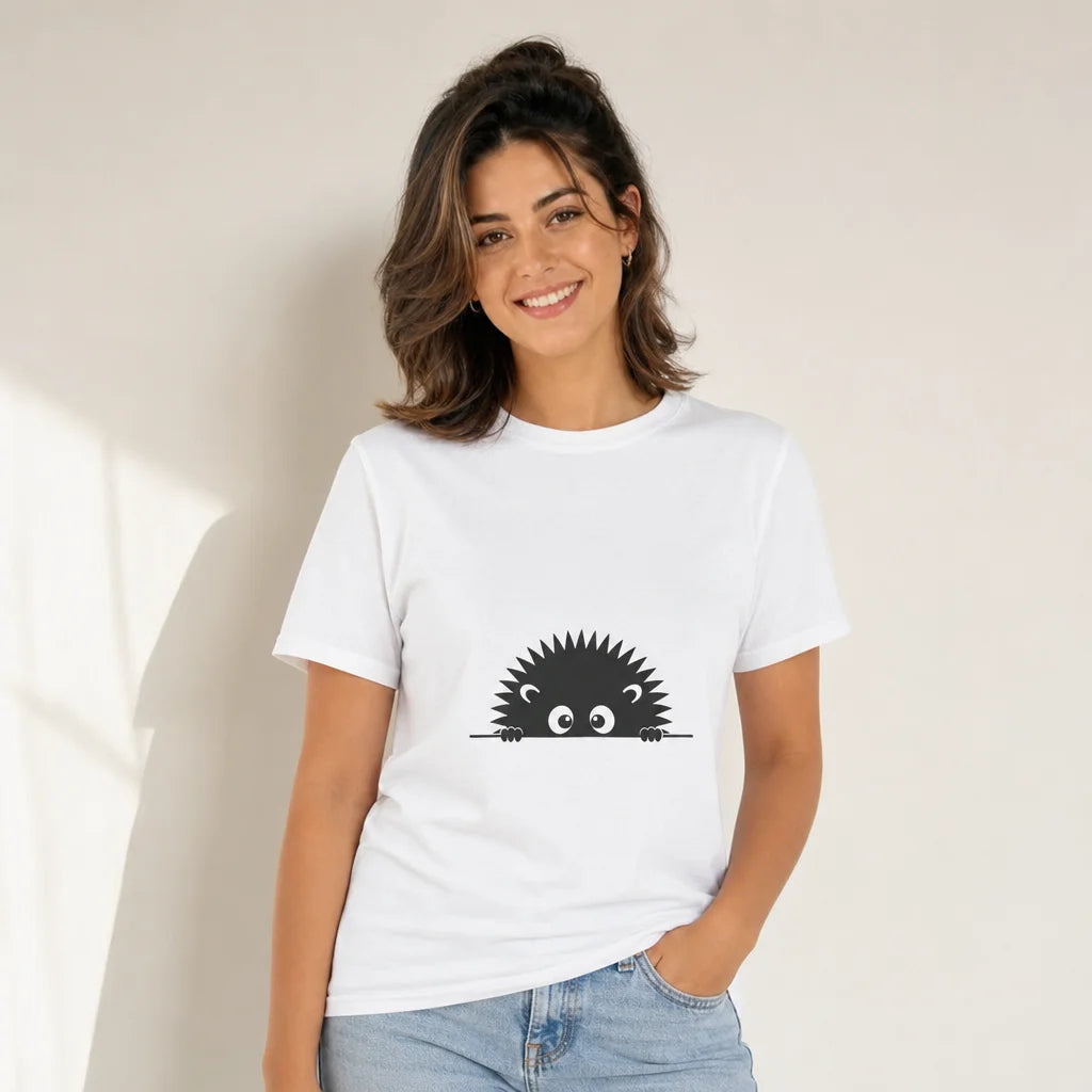 Peeking Hedgehogs T-Shirt — product demo image
