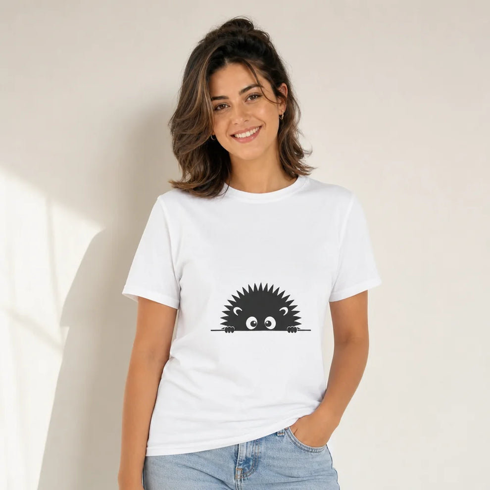 Peeking Hedgehogs T-Shirt — product demo image