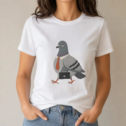Pigeon Commuting T-Shirt — product demo image