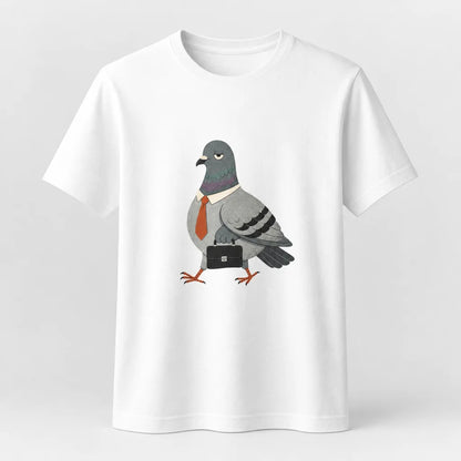 Pigeon Commuting T-Shirt — product demo image