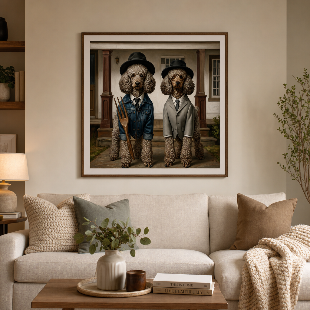 American Gothic Dog Wall Art Turn Your Walls into a Masterpiece with Your Favorite Breed