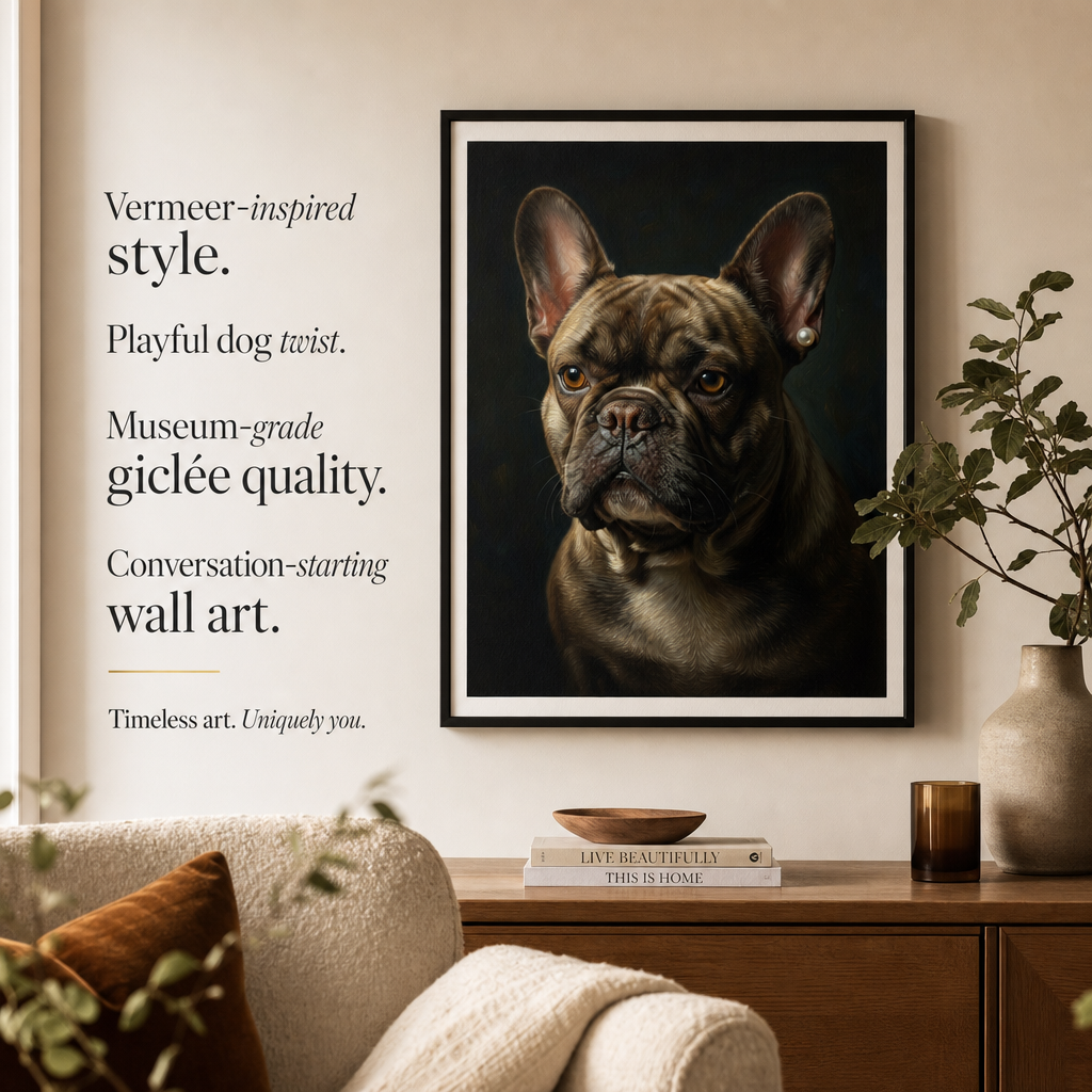 Girl with a Pearl Earring Dog Wall Art Add a wagging tail twist to your gallery wall