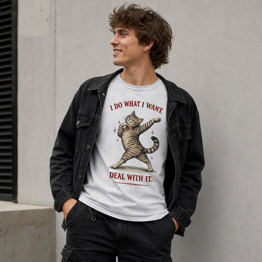 Unisex classic tee Show off your style with this bold cat graphic tee