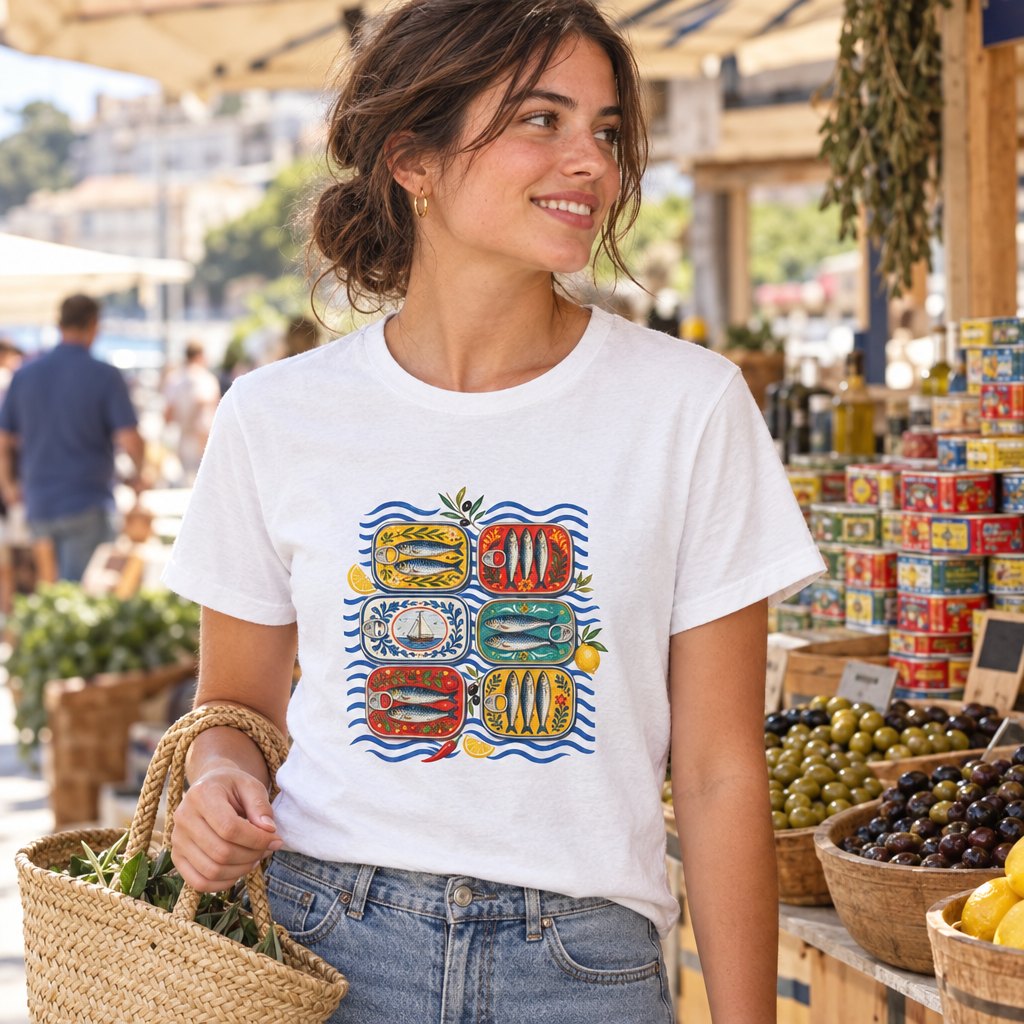 Mediterranean Sardine Tins T-Shirt — worn day to day