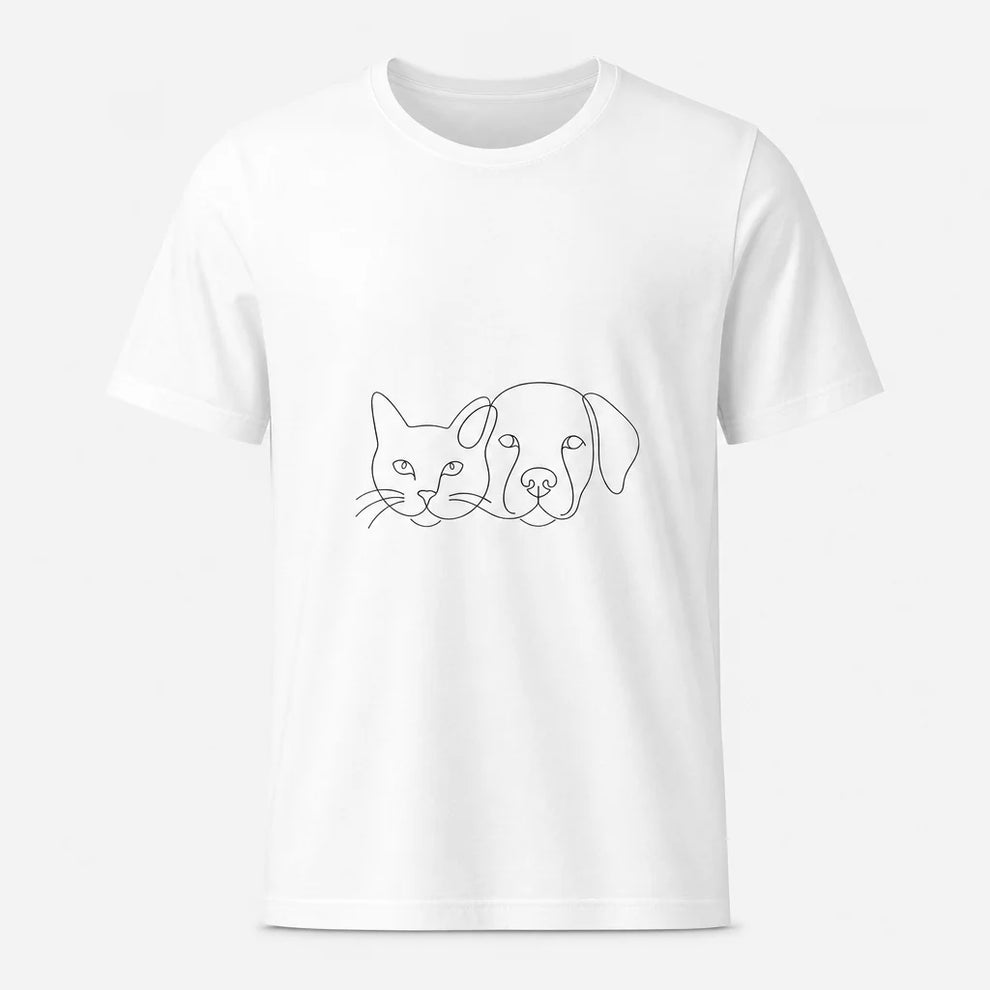 Single Line Cat and Dog T-Shirt — product demo image
