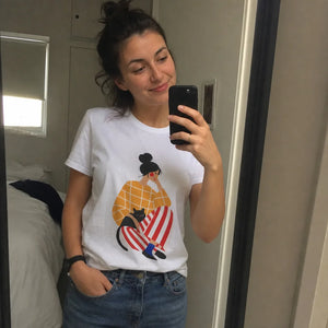 Unisex Jersey Short Sleeve Tee — customer wearing (UGC style)
