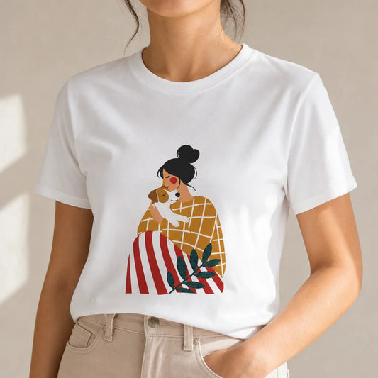 Woman and Jack Russell T-Shirt — product demo image