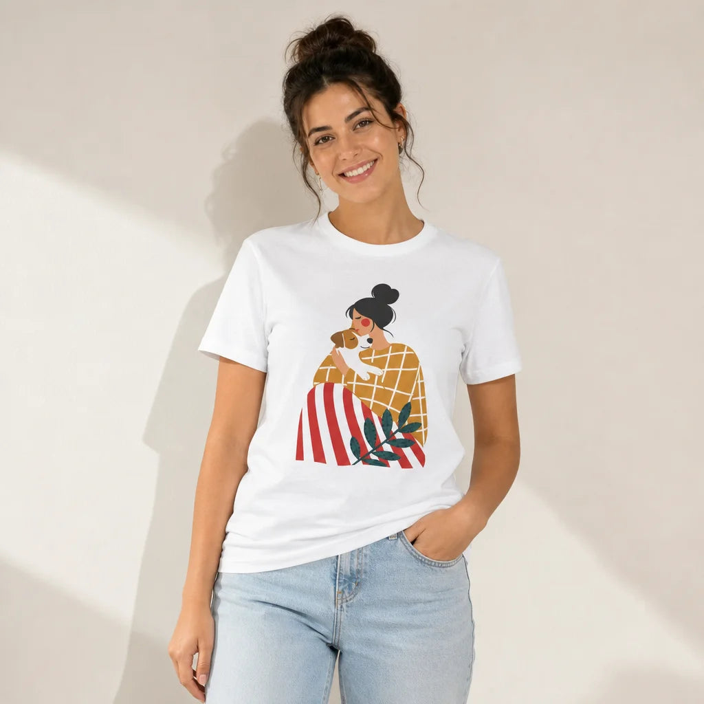 Woman and Jack Russell T-Shirt — product demo image