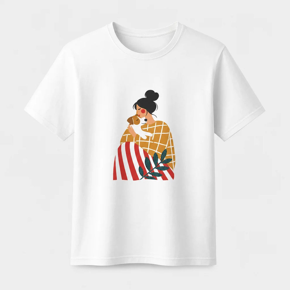 Woman and Jack Russell T-Shirt — product demo image