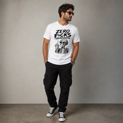 Zero F*cks Remaining Graphic Tee — male model wearing