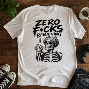 Zero F*cks Remaining Graphic Tee — flat lay (UGC style)