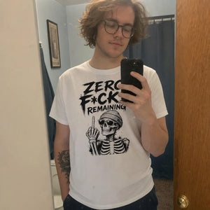 Zero F*cks Remaining Graphic Tee — customer wearing (UGC style)